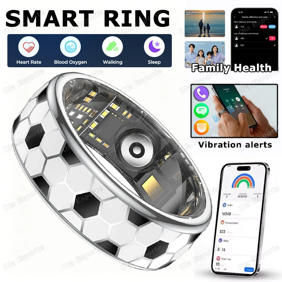 Neuer Smart Ring 2026 mit Vibrationsalarmen für eingehende Anrufe, Gestensteuerung zum Durchziehen von Videos, Nachrichten, Alarmen, Vibrations- und Gesundheitsüberwachung Image