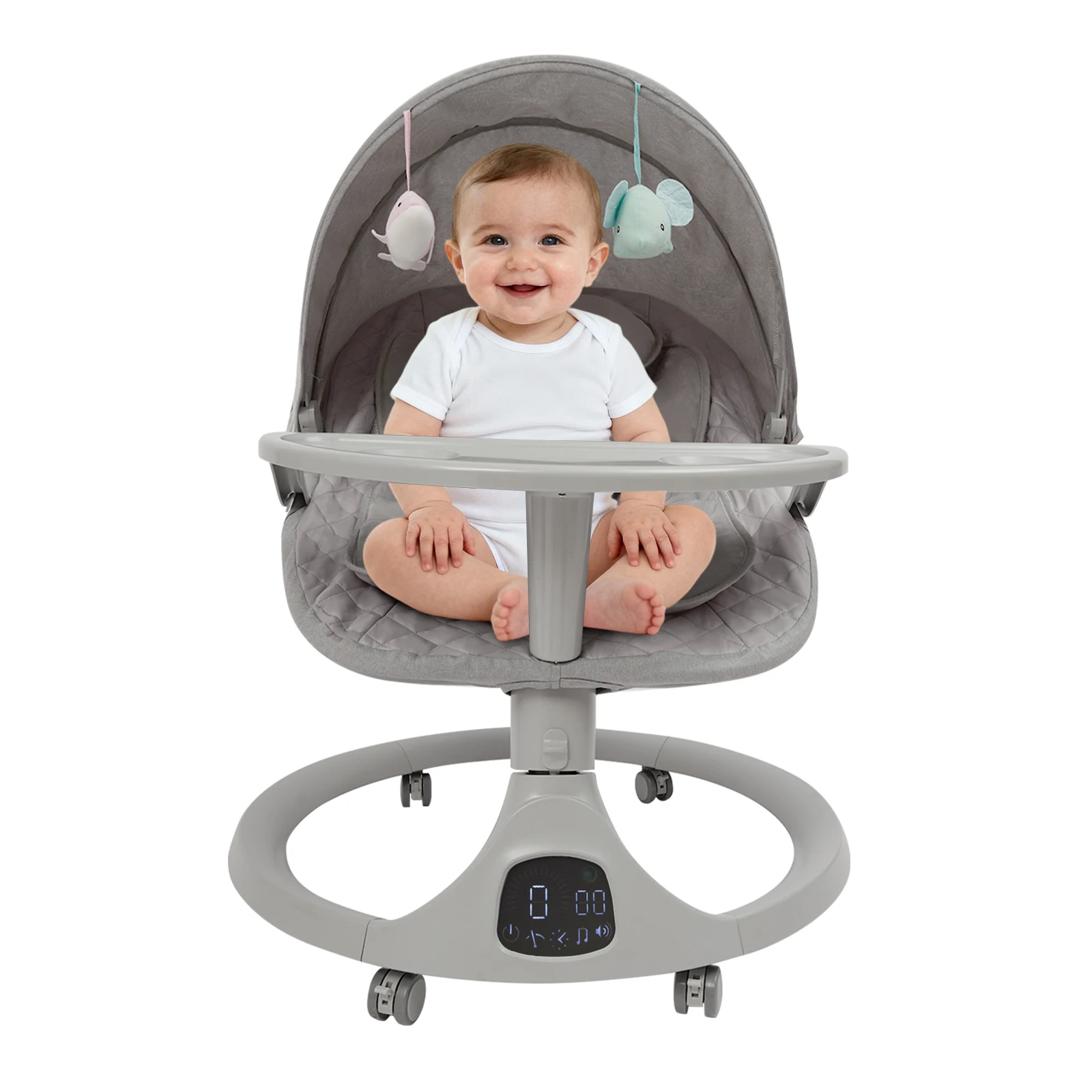 Elektrische Babywippe, Touchscreen Bluetooth Smart Säuglingswippe, Verstellbarer C-Modell Weicher Baby-Schaukelsitz Image
