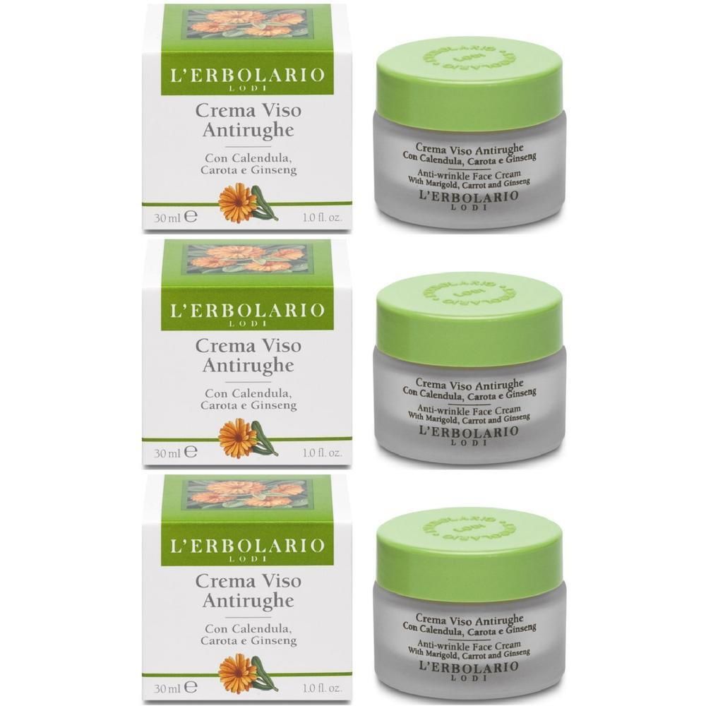 Crema Viso Antirughe Calendula/Carota/Ginseng 30 Ml 3x30 ml