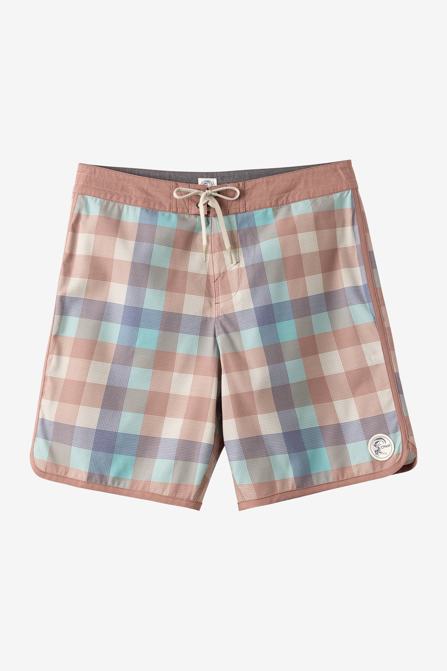 O'Neill Men's O'riginals Print Scallop 18"" Board Shorts in Lt Khaki, Size 31, Elastane/Polyester