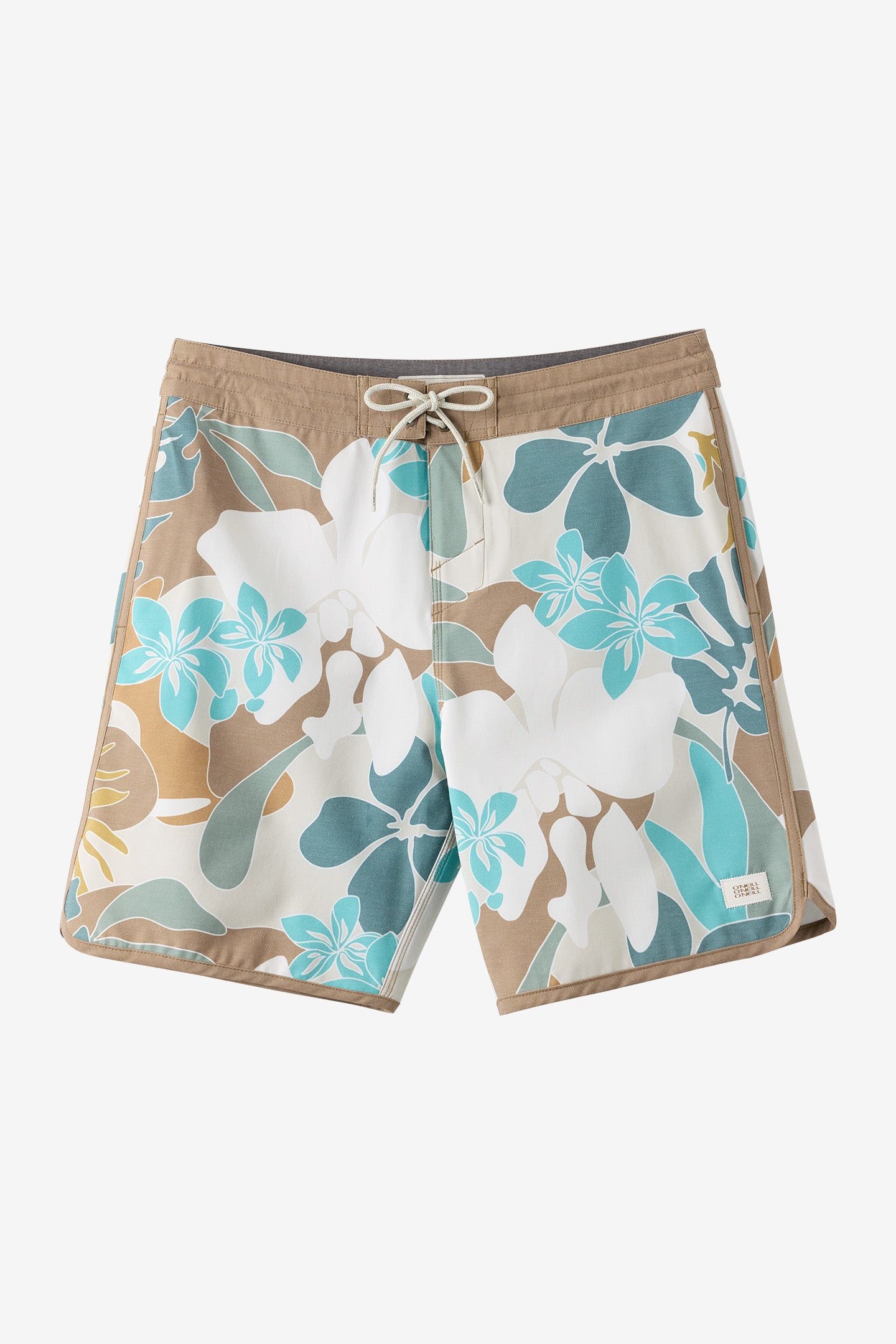 O'Neill Men's Cruzer Scallop 18"" Board Shorts in Lt Khaki, Size 34, Elastane/Polyester