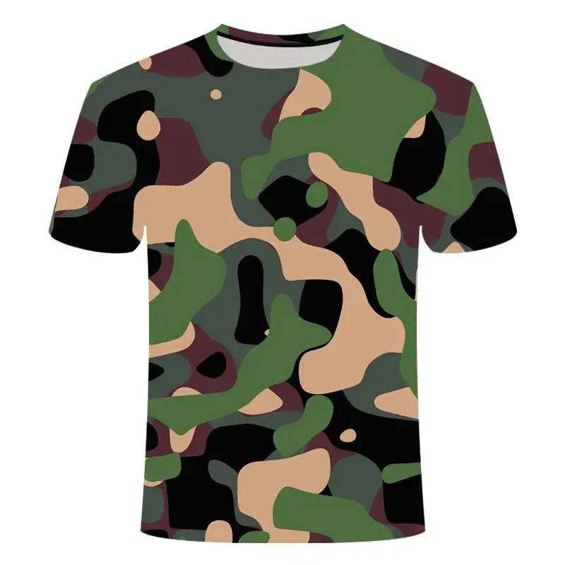 Neue Trend-Sommer-Mode Flache T-Shirts mit Tarnmuster Lässige Hip-Hop-Shirts mit Rundhalsausschnitt Performance-Trainings-T-Shirts Oberteile