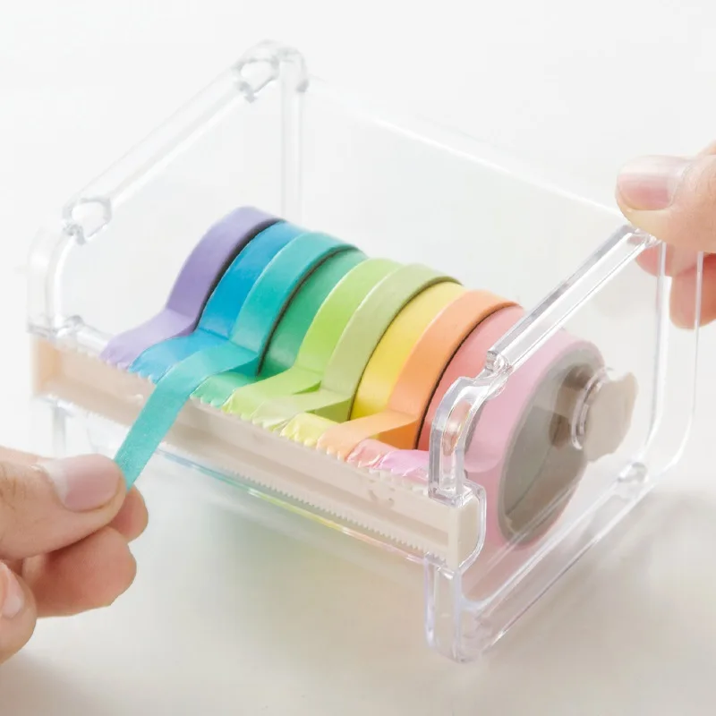 Washi-Tape-Schneider Bürobedarf Planer-Klebeband-Aufbewahrungsbox Transparente Klebeband-Basis Image