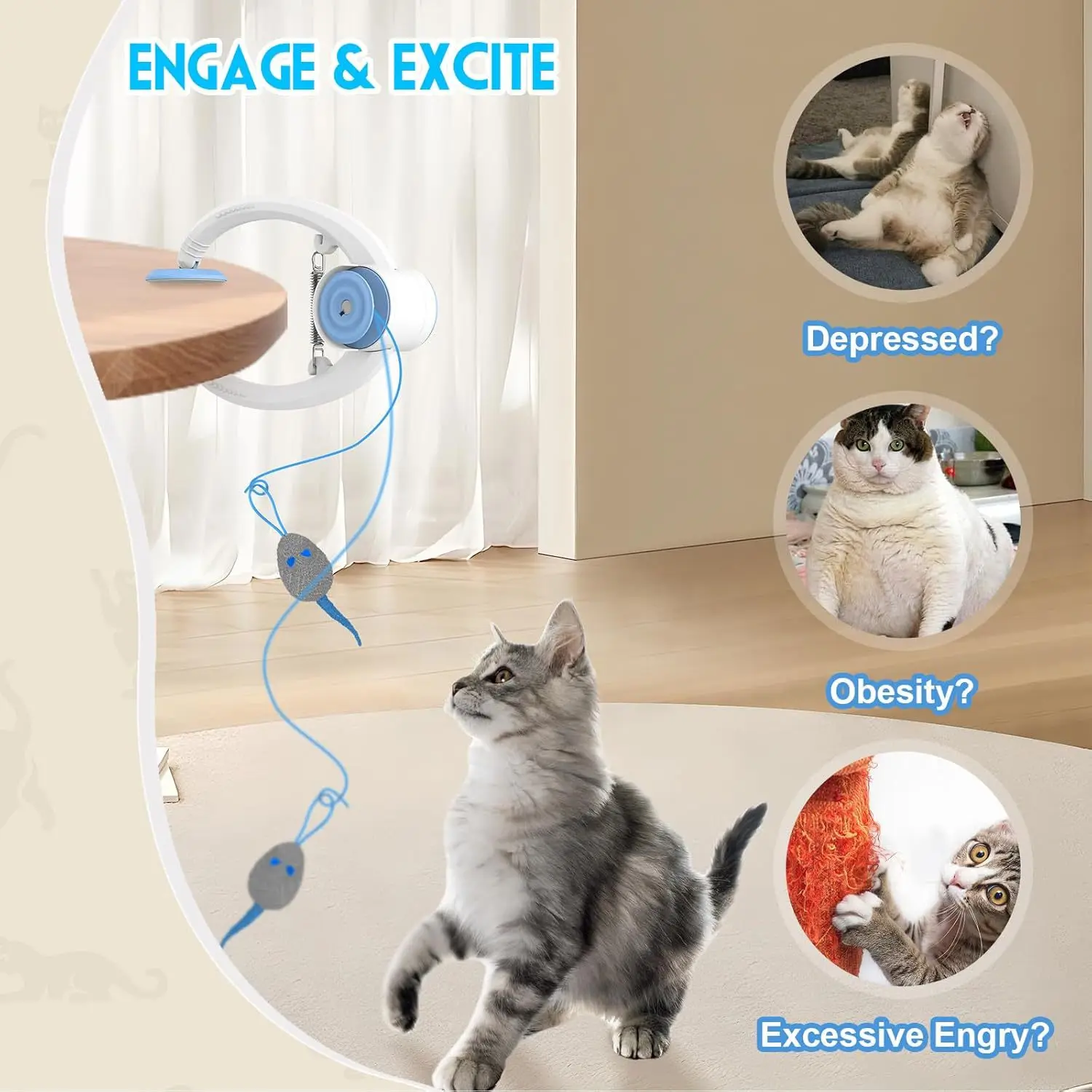 Katze Spielzeug Schaukel Klebrige Scheibe Elastische Hängende Tür Necken Katze Seil Lange Seil Necken Katze Katze Spielzeug Katze Zubehör Haustier Kätzchen Spielzeug Image
