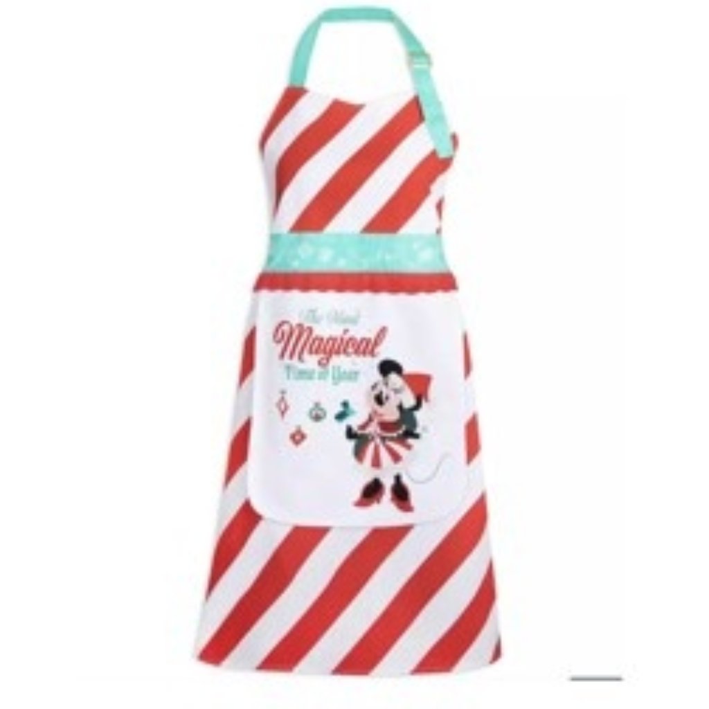 Disney Kitchen | Disney Parks Minnie Mouse Holiday Kitchen Apron Most Wonderful Time Of Year Nwt | Color: Green/Red | Size: Os