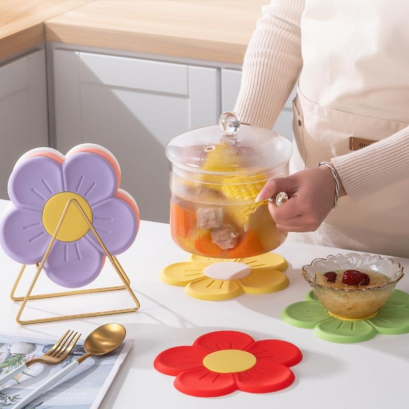 Cherry Blossom Silicone Kitchen Heat Resistant Mat red