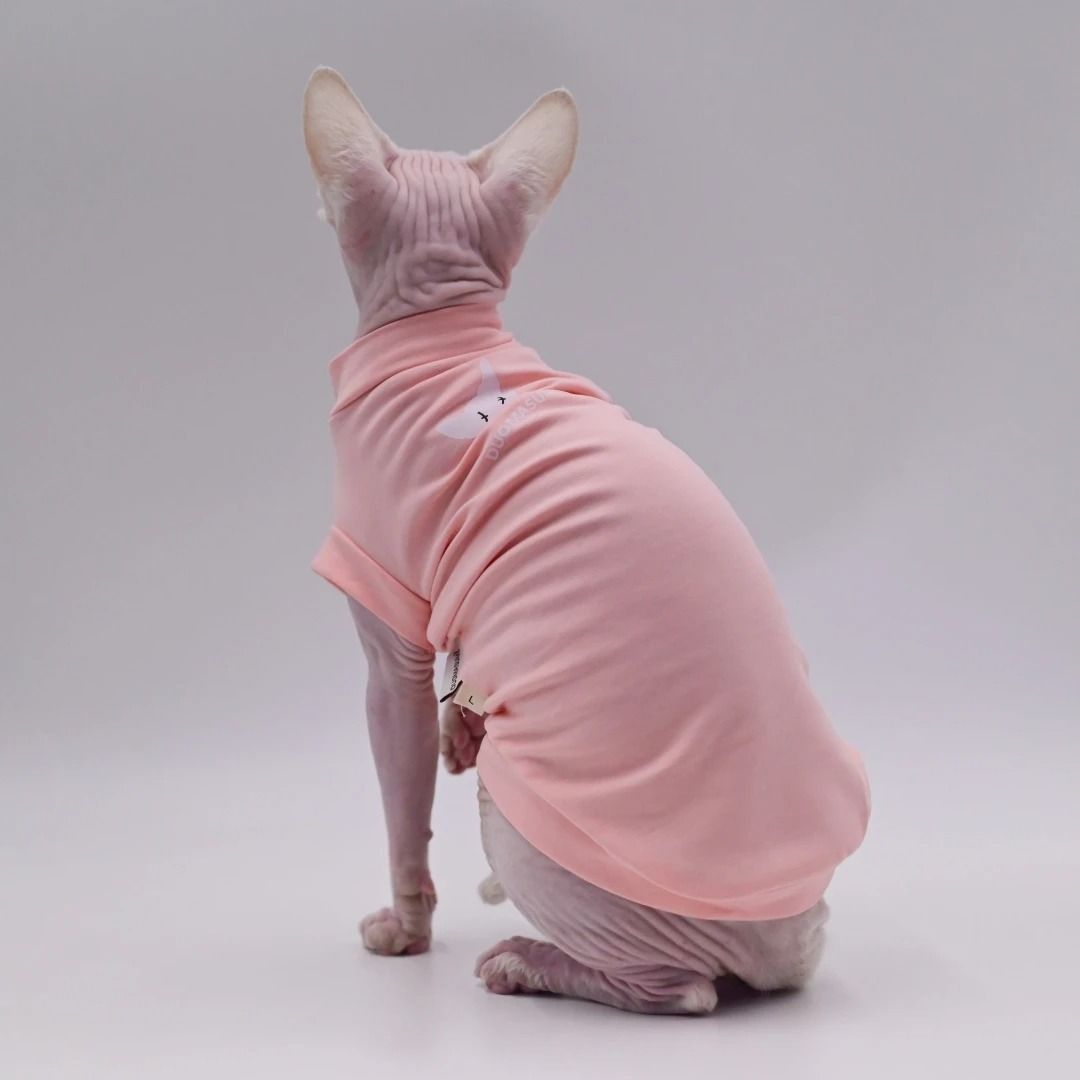 Cooling Cotton Summer Vest For Sphynx & Hairless Cats pink m