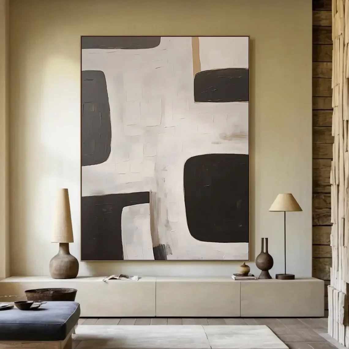 Large Beige Abstract Textured Canvas Wall Art 4 7.87 11.81 In