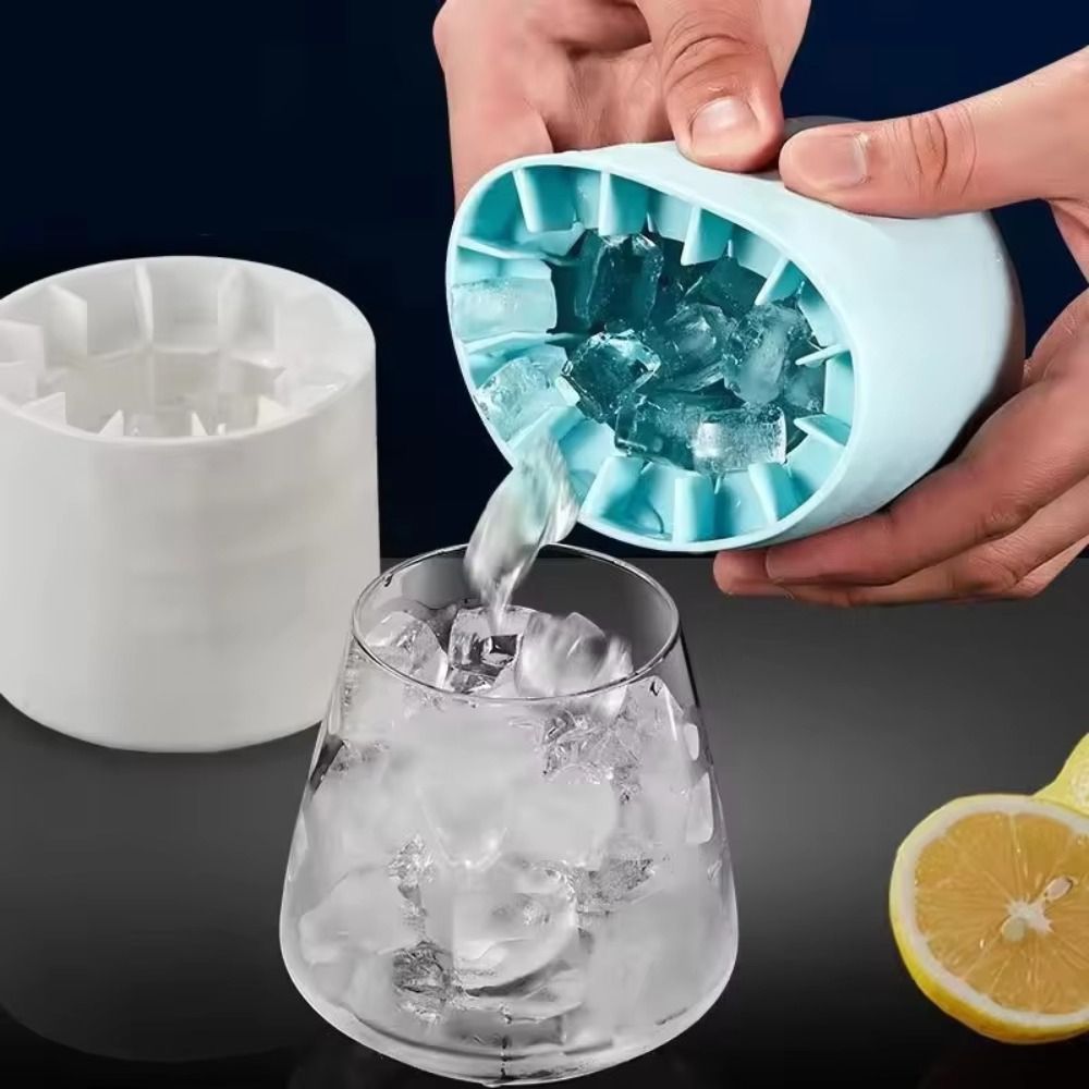 Premium Quick Freeze Portable Silicone Ice Cube Mold Easy Release Reusable Refrigerator Ice Tray yellow