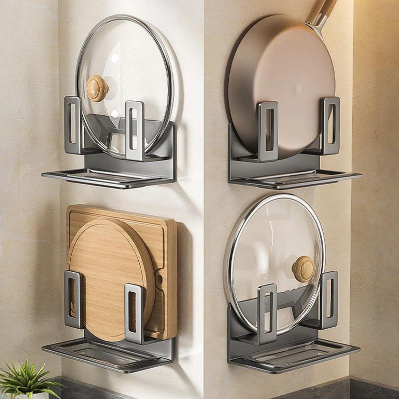 Premium Wall Mounted Kitchen Organizer For Pot Lids & Cutting Boards white