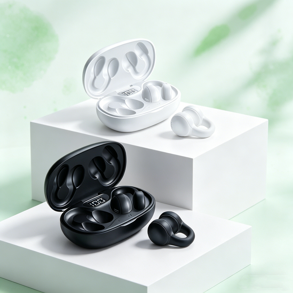 Wireless Earbuds Noise Cancelling Headset With LED Power Display And Smart Touch Control black