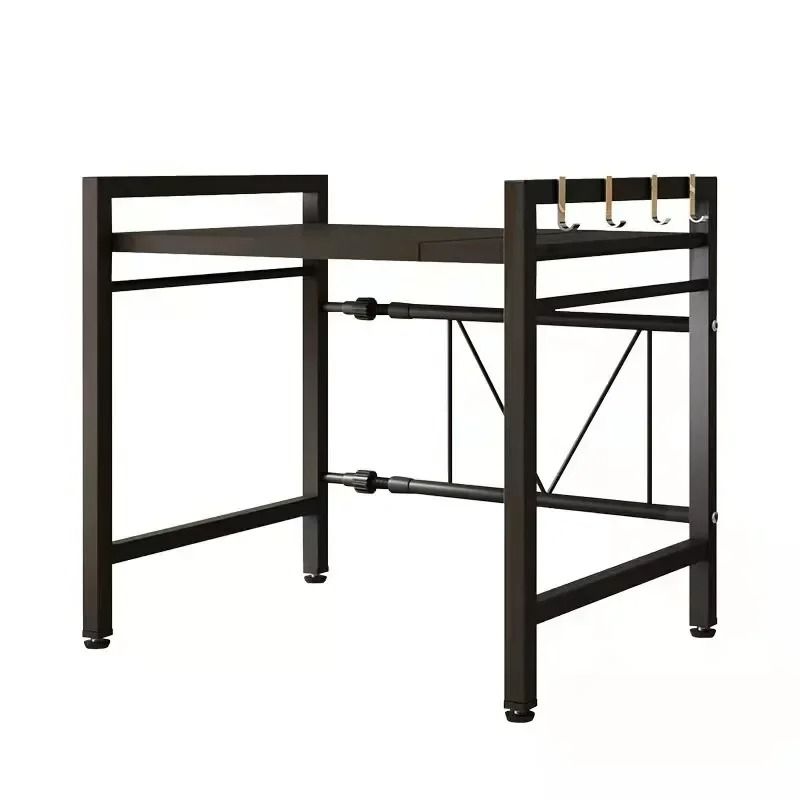 Expandable Microwave Oven Shelf For Kitchen Countertop Storage And Appliance Organization Rack black (single Layer)