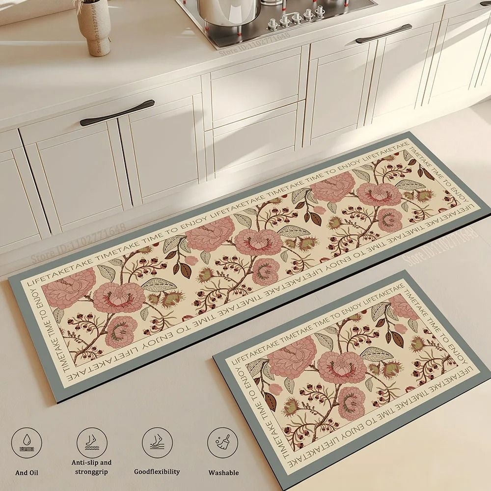 Anti Fatigue Non Slip Washable Green Kitchen Floor Mat And Soft Low Profile Bedside Entrance Runner style 1 16 In X 24 In