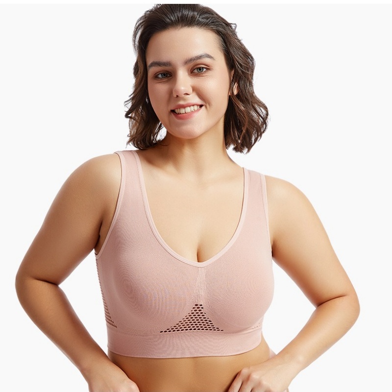 Seamless Push Up Bra For Women Plus Size Comfort Sports Crop Top pink xl