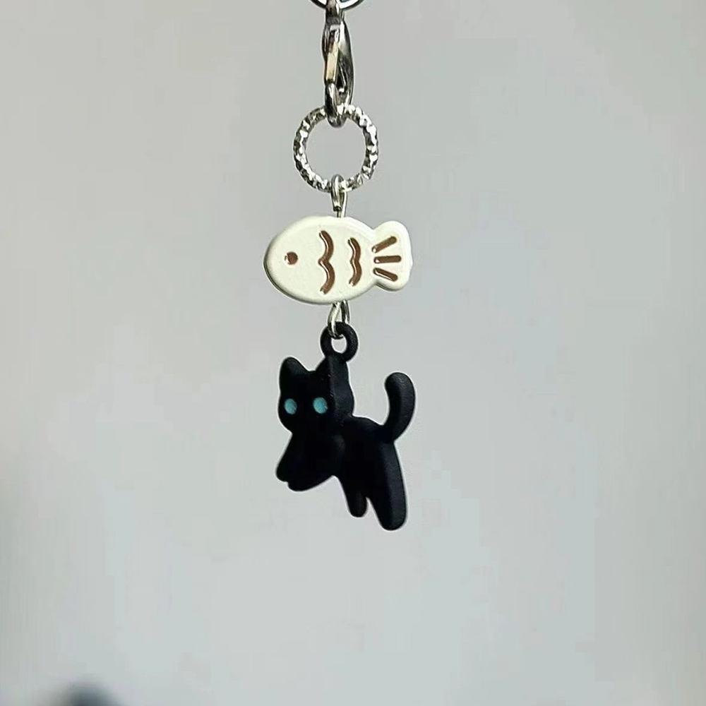 Adorable Black Cat Keychain Cute Phone Charm & Bag Charm Accessory Kawaii Keyring Adorable Black Cat Keychain Cute Phone Charm & Bag Charm Accessory Kawaii Keyring