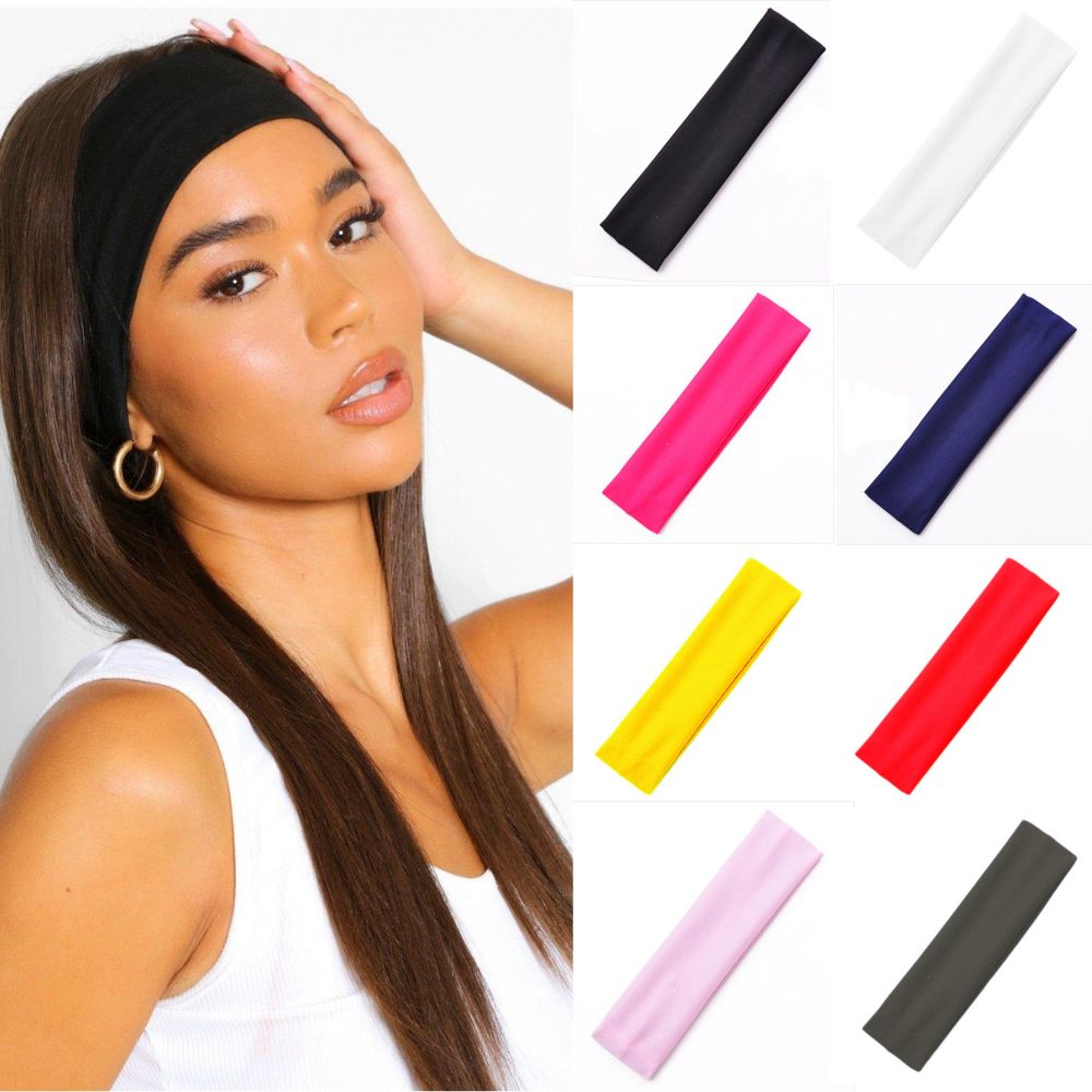 Sweat Absorbing Elastic Hair Bands Yoga & Running Headband For Men & Women black