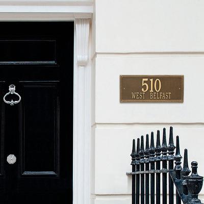 Double-Line Estate Plaque - Wall, White with Gold Letters - Frontgate