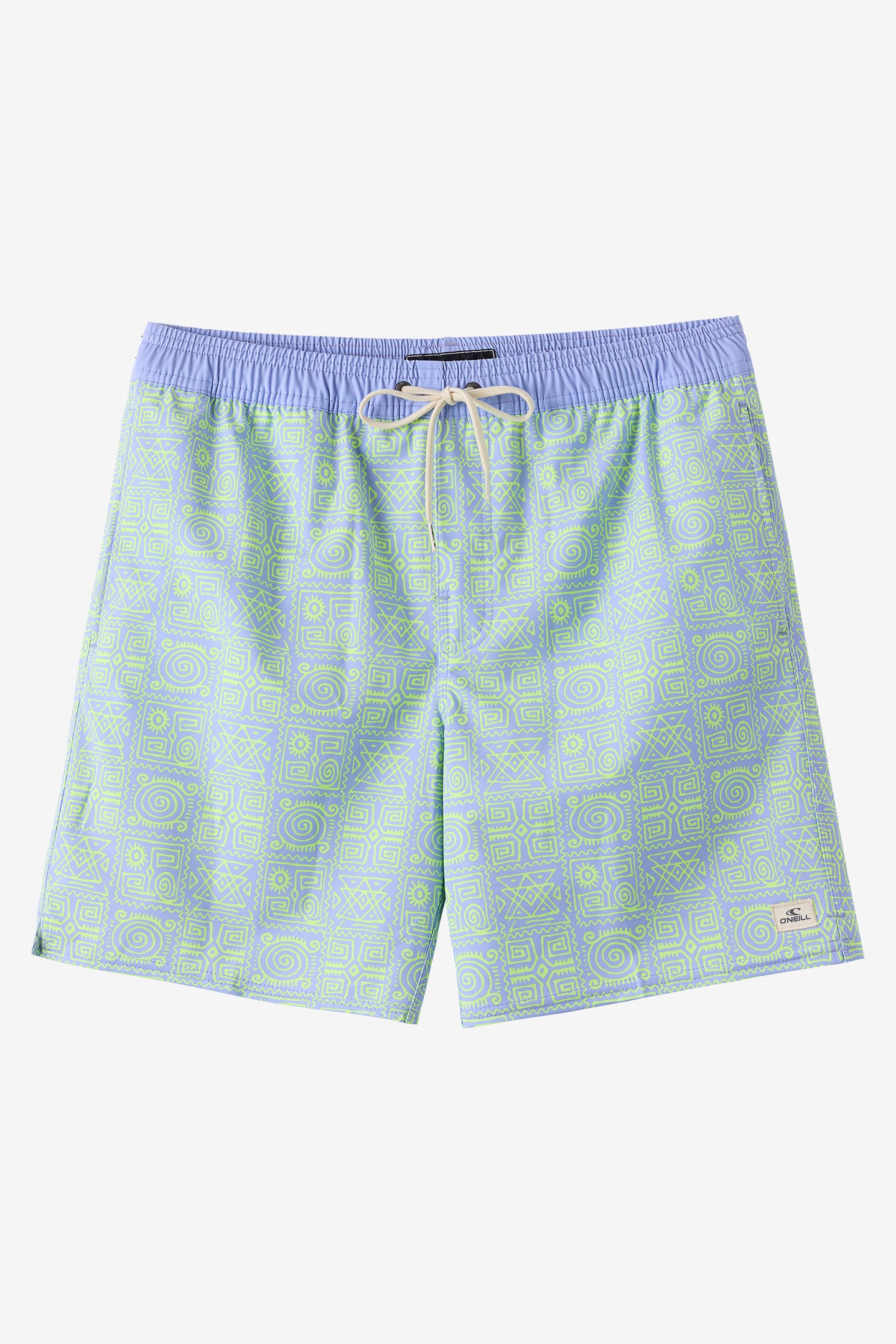 O'Neill Boy's Hermosa Elastic Waist Lined 16"" Swim Trunks in Blue Jelly, Size Large, Elastane/Polyester
