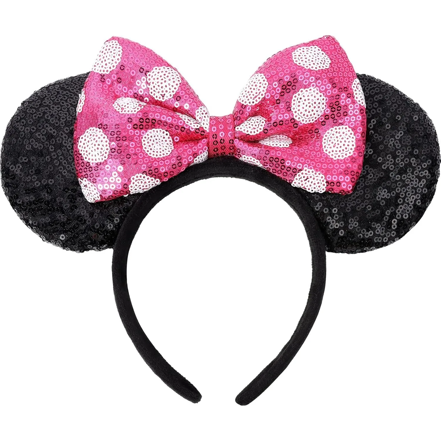 1 Stück Damen-Haarband mit Mausohren, süße Schleife, Pailletten, Prinzessinnen-Stirnband, geeignet für Fotoshootings, Partys, Festivals, perfekte Geschenke Image