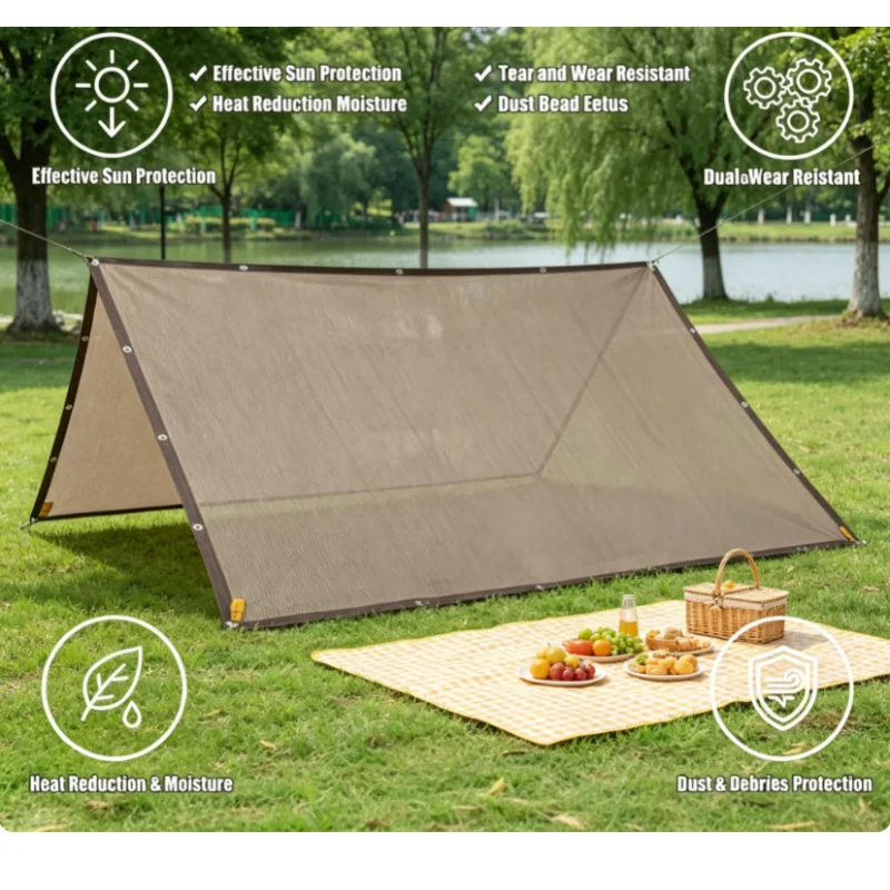 Langlebiges braunes UV-Schutz-Sonnenschutznetz für den Außenbereich, für Reisen, Picknicks, Pools, verschiedene Größen, 1 Stück, 3 m x 4 m
