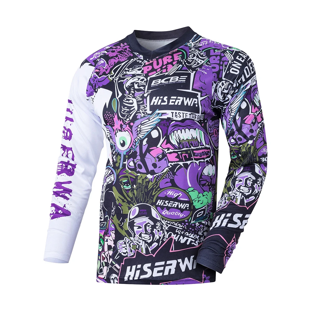 HISERWA Radtrikot Mountainbike-Bekleidung für Herren MTB-Trikot Motocross Hombre Motorrad-Radsport Crossmax Shirt Camiseta Image