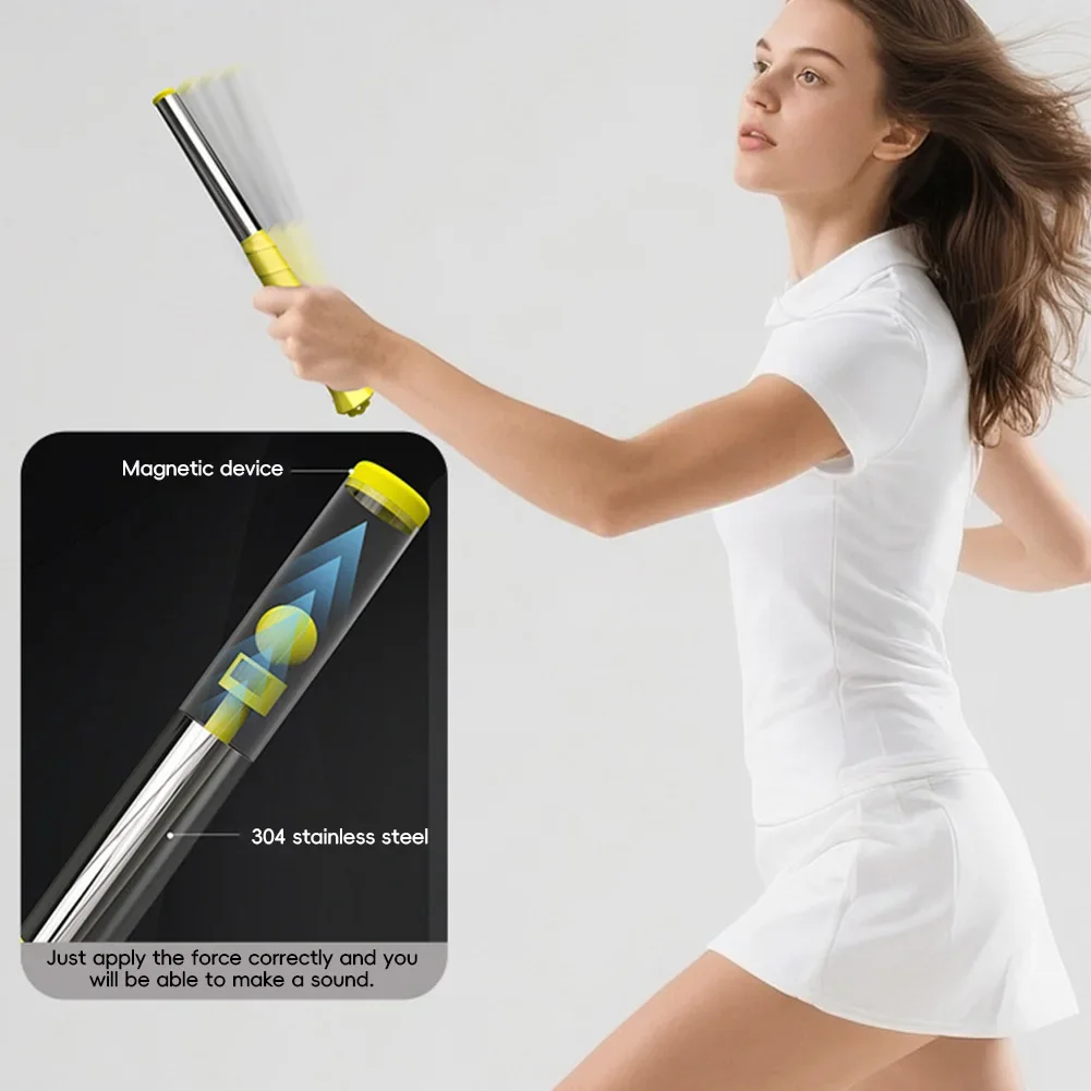 Gelb-Lila Badminton-Schläger Schwungtrainer Kraftkorrekturgerät mit Tonfeedback Handgelenk-Krafttrainer aus 304 Edelstahl Image