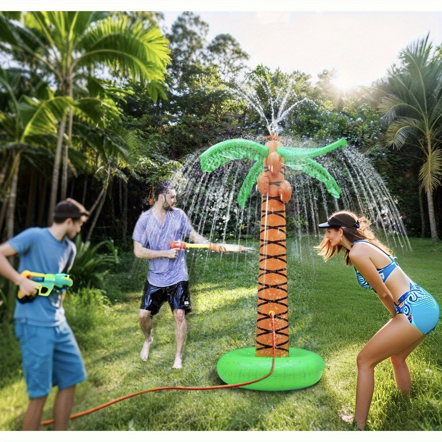 Aufblasbarer Palmen-Sprinkler für den Sommer, 1,5m+ Hoch, Outdoor-Wasserspielzeug für Kinder, Sommerspaß im Garten für Poolpartys & Grillabende Image