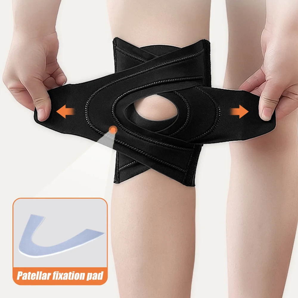 1 Stück Kniebandage mit seitlichen Stabilisatoren – verstellbare Kompressions-Knieunterstützung für Männer und Frauen, Linderung bei Meniskusriss-Arthritis Image