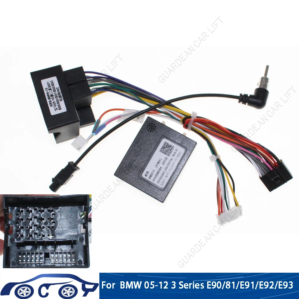 Autoradio-Kabelsatz für BMW 05-12 3er Serie E90/81/E91/E92/E93 16-Pin-Kabeladapter mit Hiworld CANBUS-Box Image