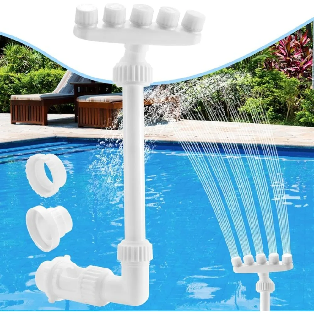 Fontaine avec 5 buses réglables en direction et en hauteur pour piscine, bassin, accessoires de piscine pour piscines hors sol et piscines encastrées pour le refroidissement