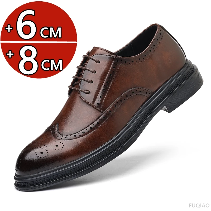 Große Größen Herren-Aufzugschuhe Business-Lederschuhe 3/6/8cm Herren Formelle Schuhe Hochwertige Brogues Oxfords Vielseitige Hochzeitsschuhe