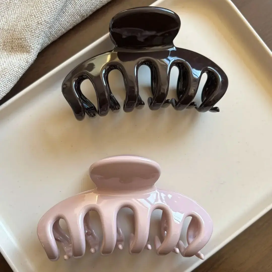 2 Stück Elegante Einfarbige Rosa Schwarze Kürbis-Drachenknochen-Haarklammer Große Haifischklammer Elegante Haaraccessoires für Frauen und Mädchen