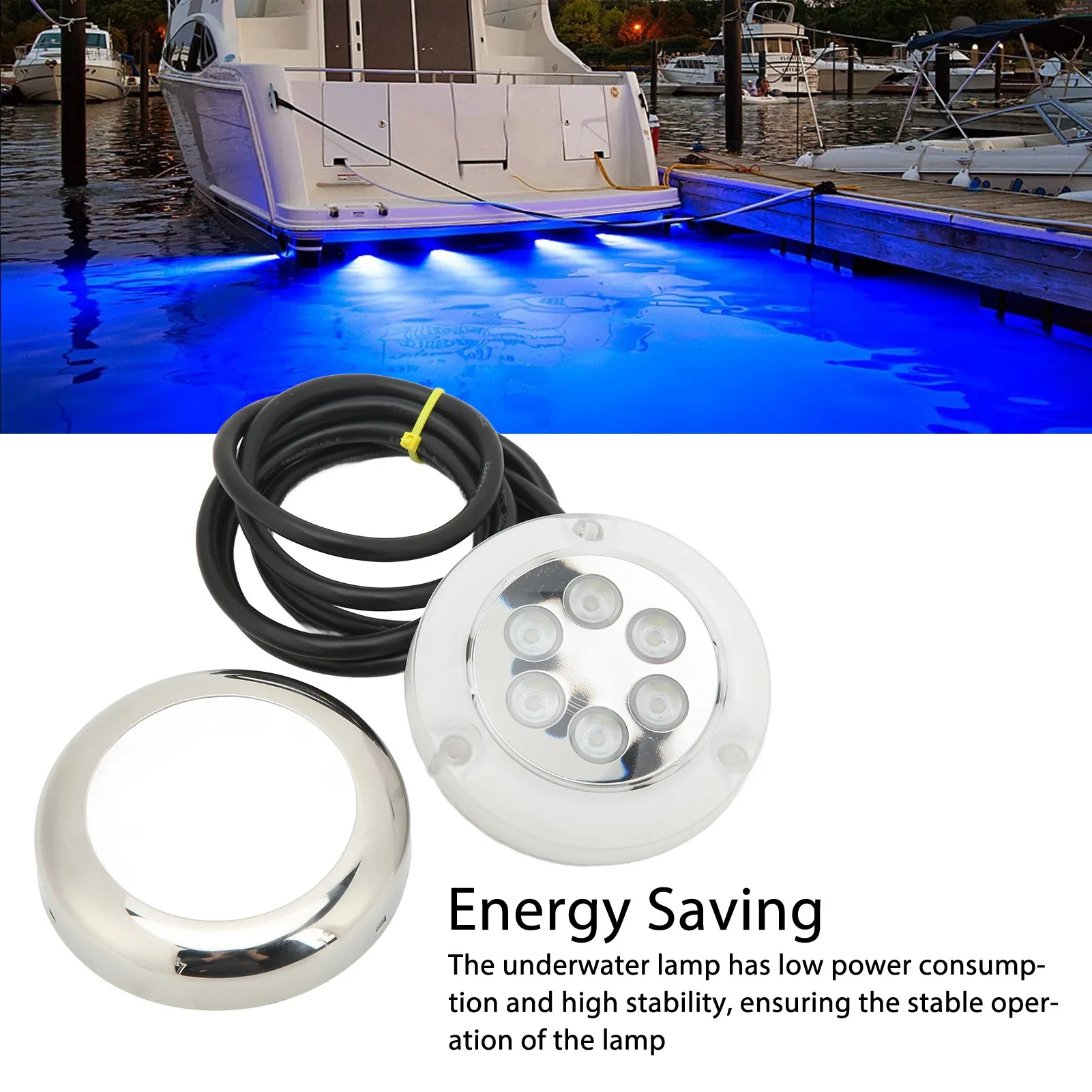 3,5-Zoll-LED-Unterwasserleuchte, IP68, wasserdicht, 12 V-24 V DC, für Yacht, Marine, Boot, wasserdichte Unterwasserlampe Image