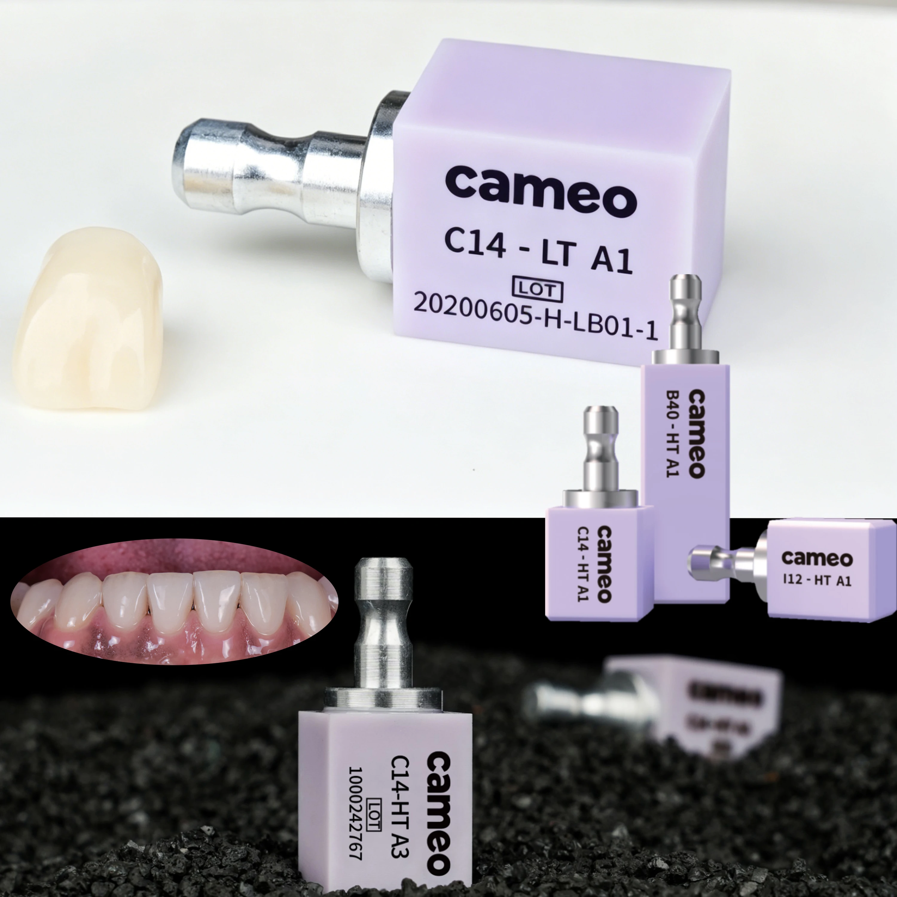 5 pièces/boîte Aidite Cameo C14 Matériaux dentaires en disilicate de lithium CAD/CAM, blocs de céramique vitrocéramique translucides, matériaux de laboratoire dentaire