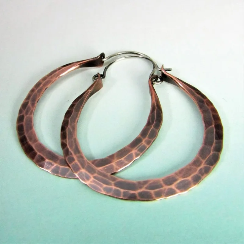 Retro-Klassiker Große Creolen, Übertriebene Bronze-Farbene Runde Ohrringe für Damen, Party-Schmuck, Elegante Geschenke Image