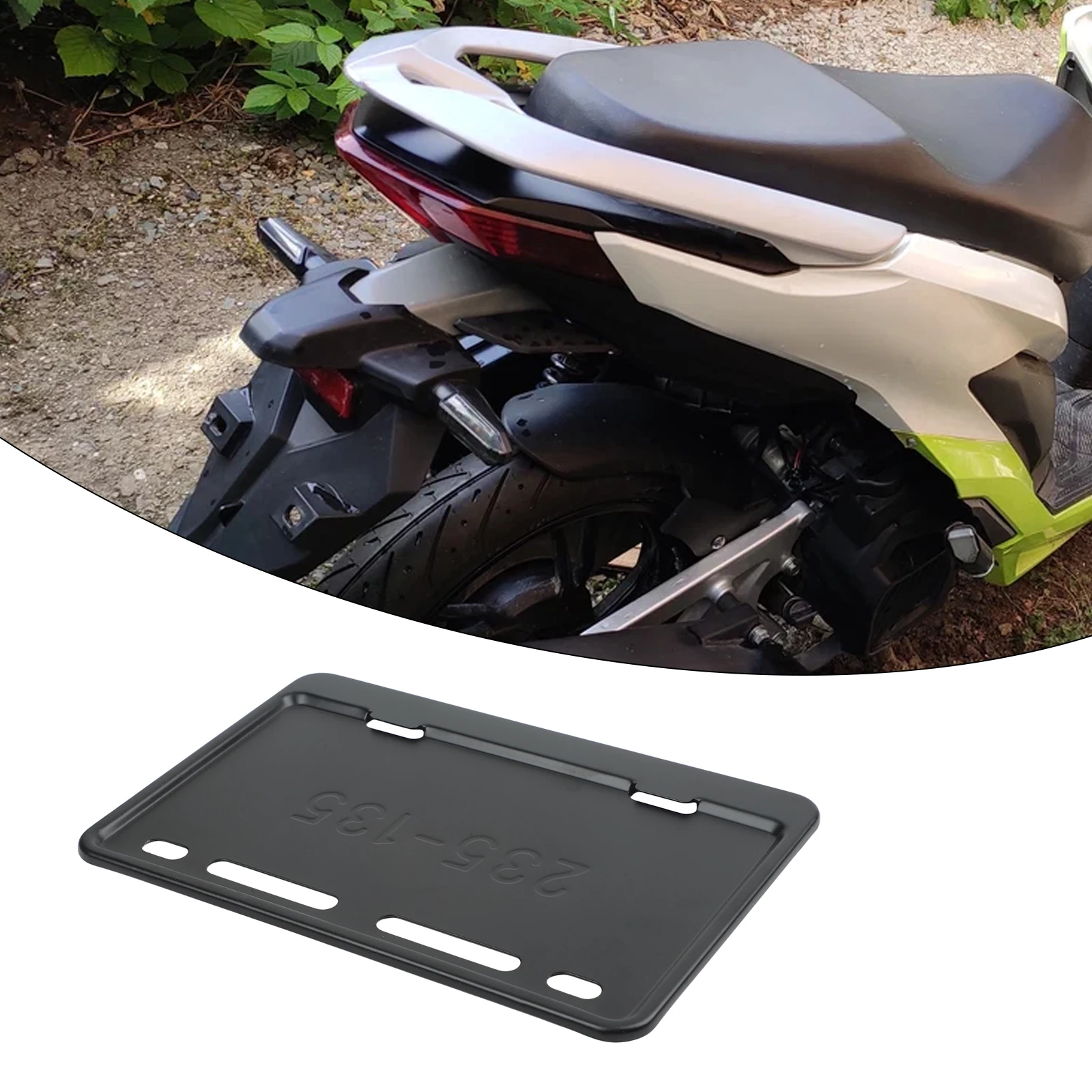1 Stück Motorrad-Kennzeichenhalter aus Aluminiumlegierung für die Philippinen, 135 x 235 mm, schwarzer Kohlefaser-Halter Image