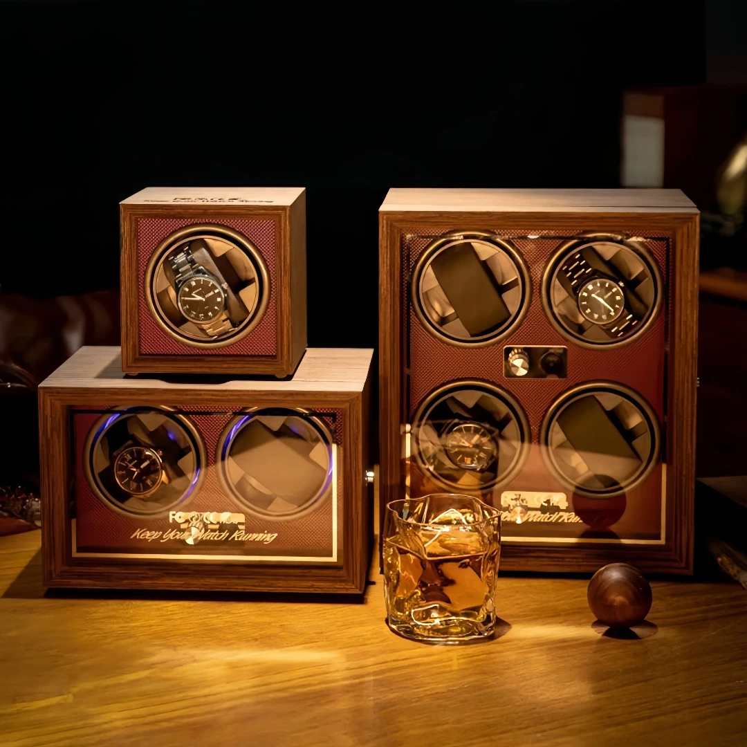Luxuriöser Uhrenbeweger aus Holz, High-End, 2, 4, 6 Fächer, automatische Uhrenbox mit Mabuchi-Stummschaltungsmotor, Uhrenschrank, Uhrenaufbewahrung Image