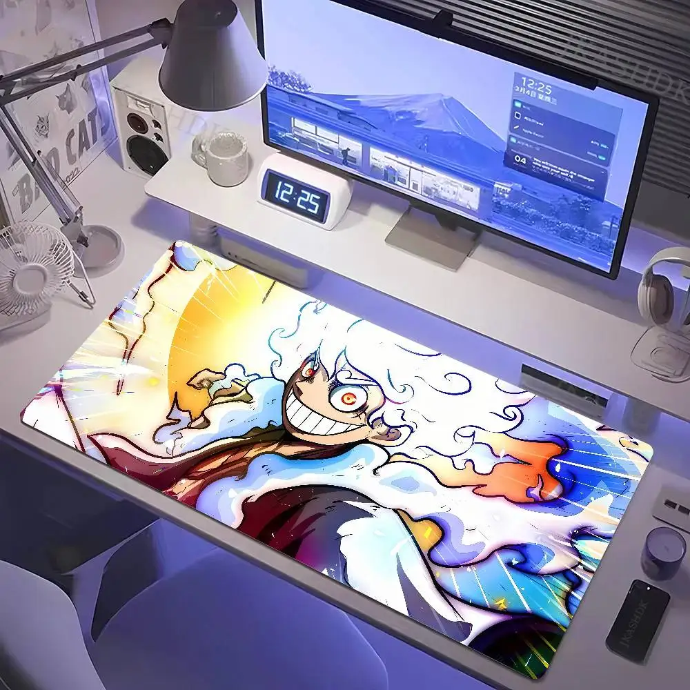 One Piece Franky Cyborg Anime Gaming-Mauspad Große Gummi-Tastaturunterlage mit 2MM Genähtem Rand-Design Image