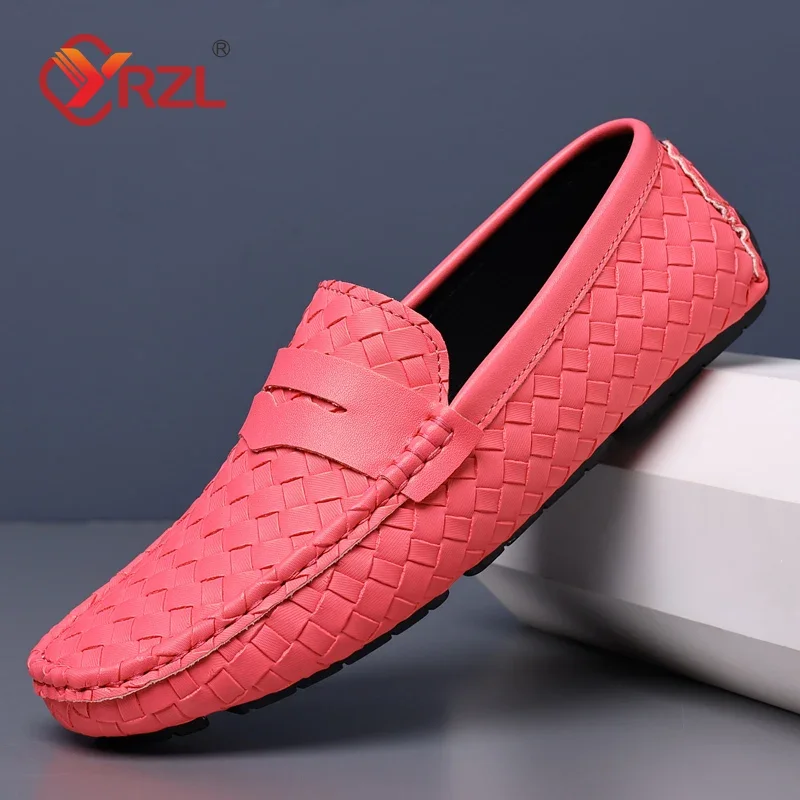 YRZL Loafer für Herren, neue handgefertigte Mokassins, flache Schuhe für Herren, lässige PU-Lederschuhe, luxuriöse, bequeme Herren-Loafer, Größe 48, Schuhe für Herren