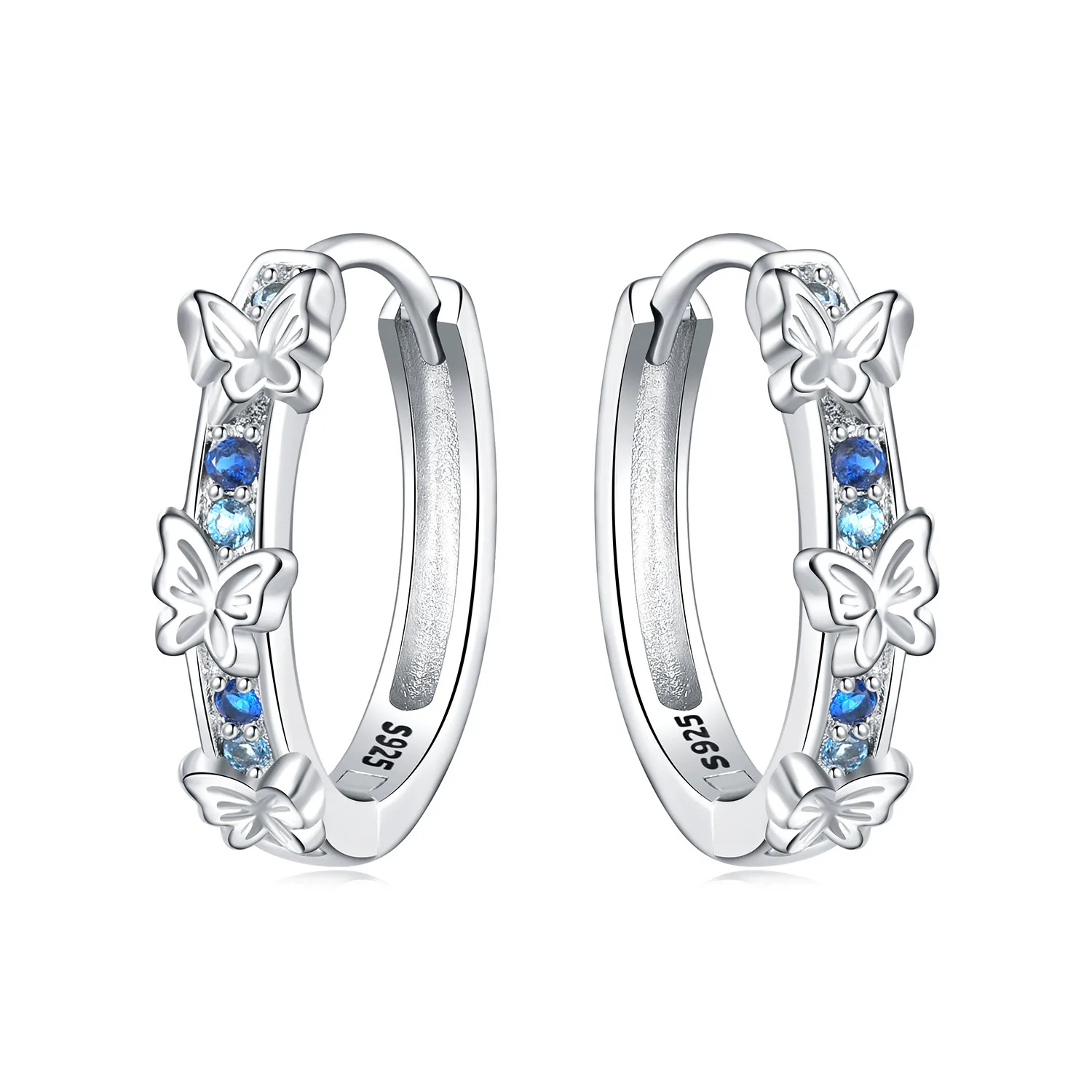 CYCUFF S925 Sterling Silber Ohrringe mit blauen Schmetterlingen, flatternde Ohrringe, Damen-Schmuck, originelle, trendige Geschenke zum Jahrestag Image