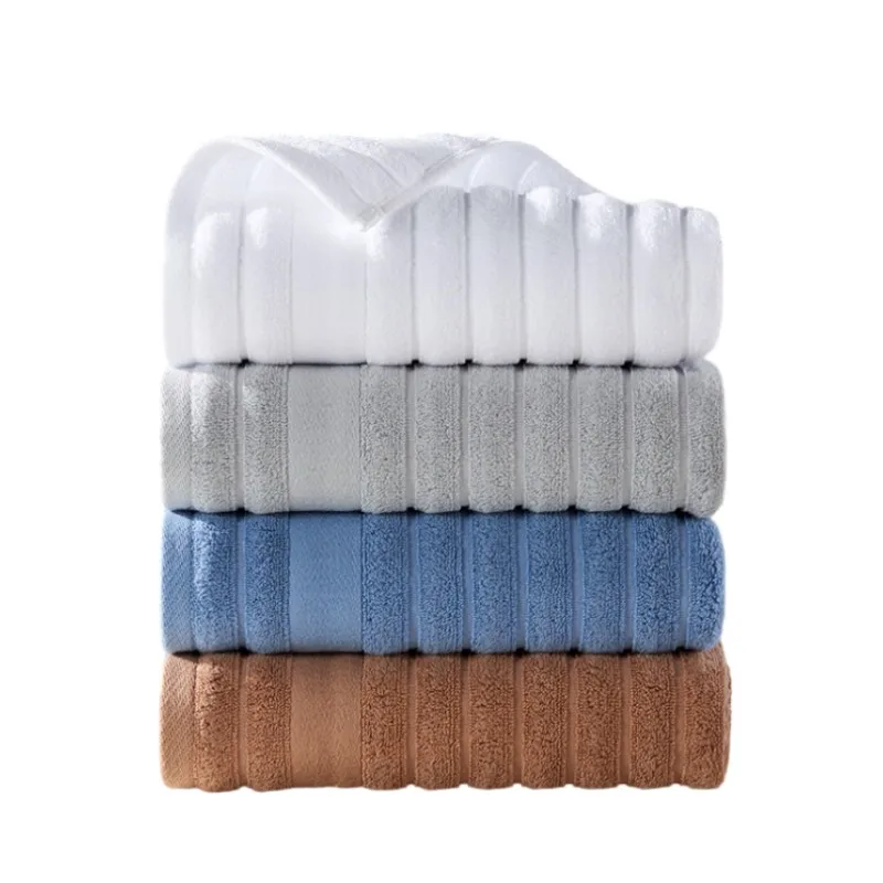 1/5/10 Stück 33x77cm Weiche Baumwoll-Badehandtücher-Set mit Streifenmuster - Saugfähige Hand- und Gesichts-Badetücher Sport-Saugtücher Blau Weiß Image