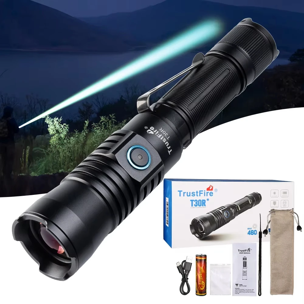 Trustfire T30R 1100M Taktische Taschenlampe 460 Lumen Laser Hochleistungs-LED USB-Taschenlampe 18650 Wiederaufladbare Selbstverteidigungs-Taschenlampe Image