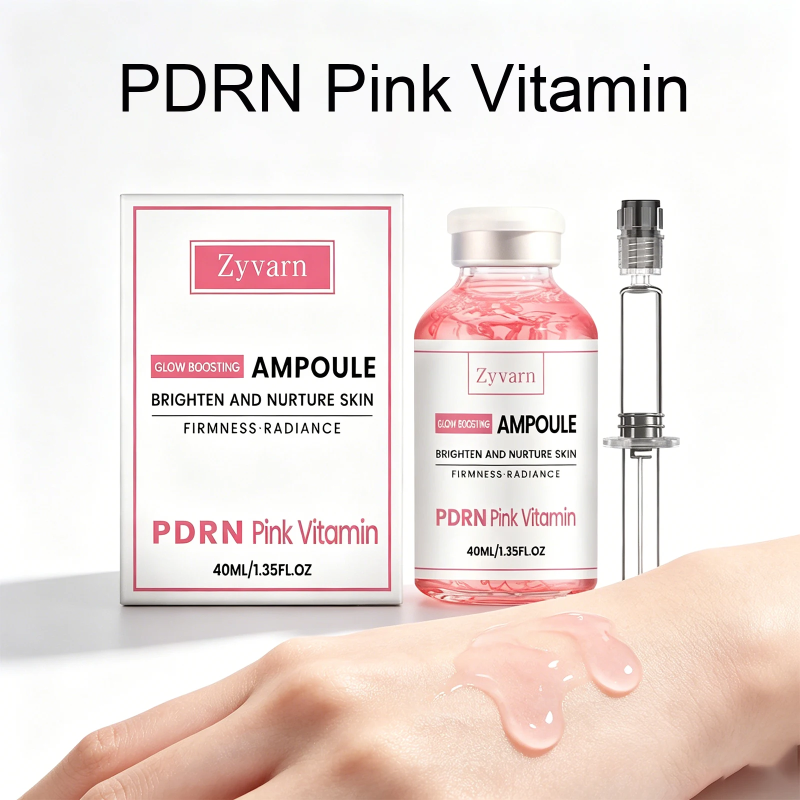 PDRN Pink Vitamin Serum Glow Boosting Ampoule Aufhellende Feuchtigkeitsspendende Straffende Gesichtsessenz Glatte Haut Strahlender Glanz Tägliche Pflege Image