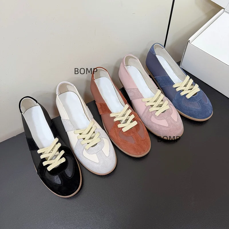 2026 Neue Damen Echtleder Flachboden-Schuhe Outdoor-Walking Casual Mary Jane Wander-Sport Luxus Designer-Fußbekleidung