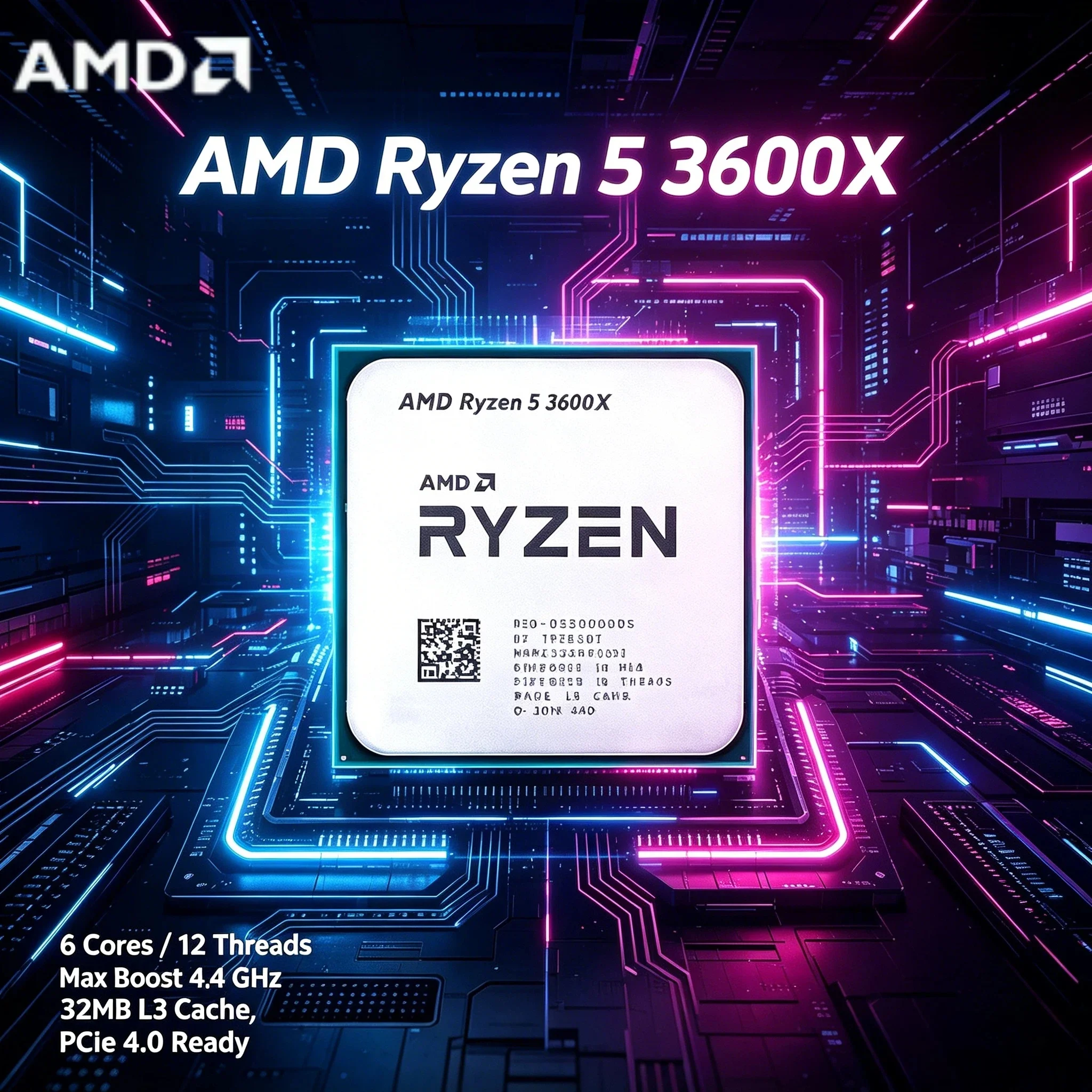 AMD Original R5 3600X 6-Kern 12-Thread 3,8-4,4GHz 7nm AM4 32MB L3 95W Desktop-CPU Tray OEM Gaming-Prozessor Neu 8K HD Image