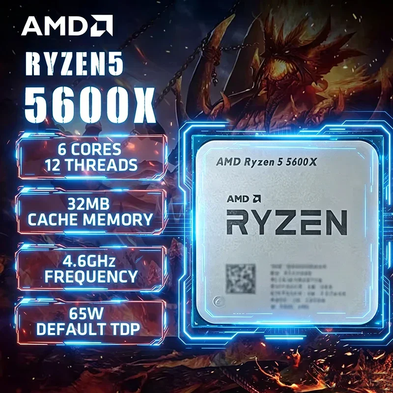 AMD Ryzen 5 5600X AMD R5 5600X CPU 6-Kern 12-Thread 4,6GHz Freigeschalteter Desktop-Prozessor Sockel AM4 Gaming-CPU Ohne Verpackung Image