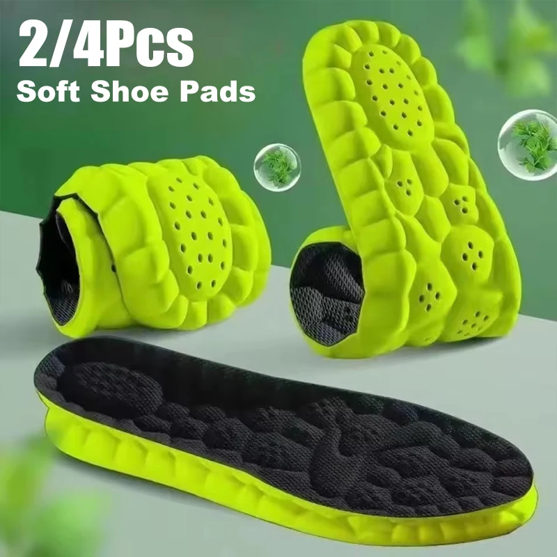 1/2 Paar 4D Sport-Einlegesohlen PU-Sohle Weich Atmungsaktiv Stoßdämpfend Schmerzlindernd Orthopädische Einlage für Laufschuhe Image