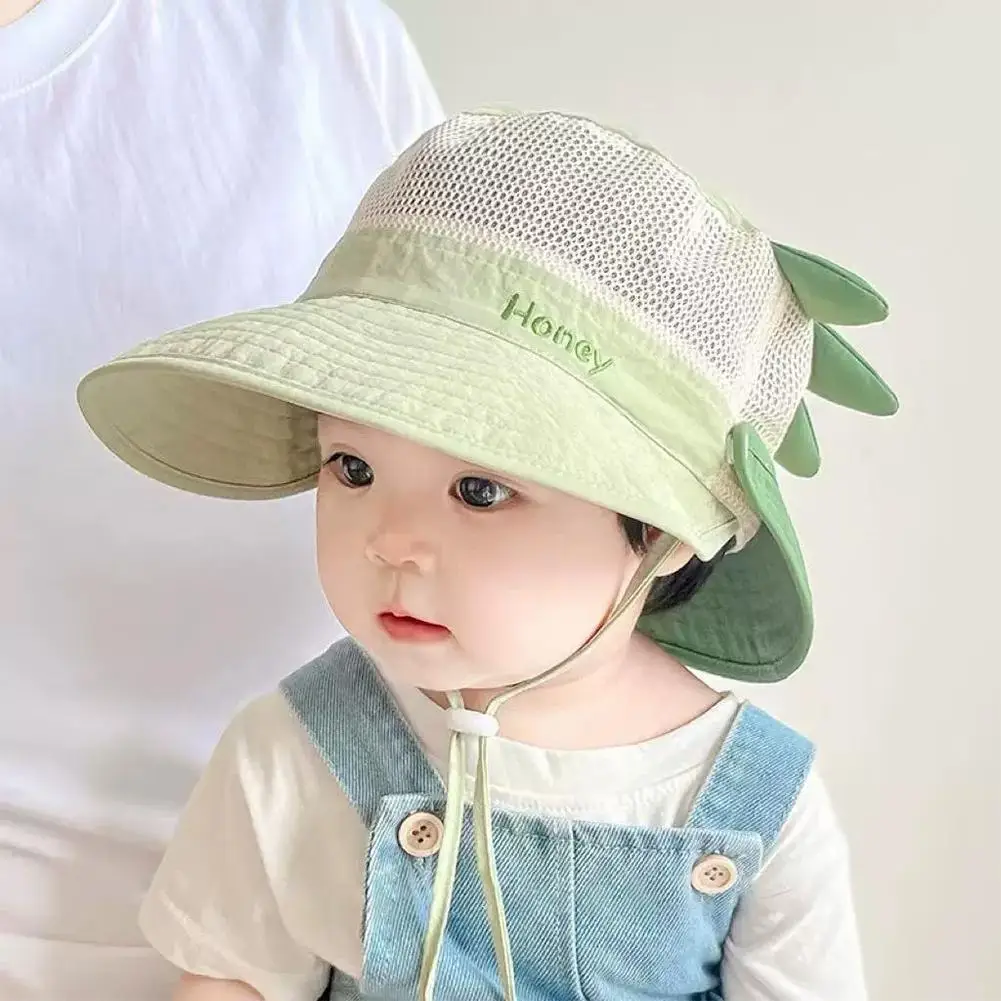 Sommerliche, atmungsaktive Bucket Hats aus Mesh, süße Kinder-Sonnenhüte mit breiter Krempe, Strandhüte, lässige Panama-Hüte für Jungen und Mädchen Image