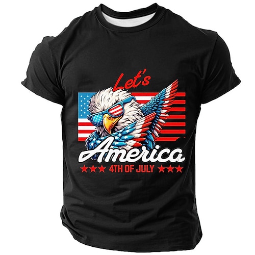 4. Juli 2026 250. Herren US Flagge T Shirt Kurzarm T-Shirt 3D-Druck Rundhalsausschnitt Hemd Patriotisch Täglich Festival Blau Weiß Schwarz Sommer Frühling Bekleidung S M L XL XXL XXXL Image