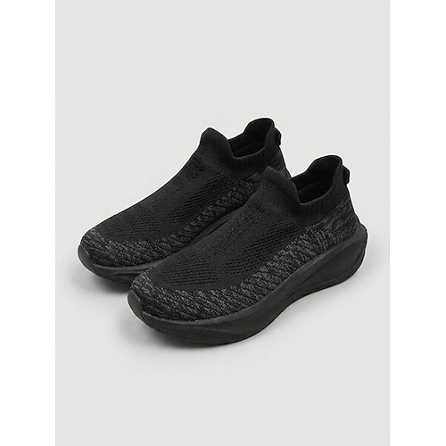 Blaue Damen-Slipper zum Hineinschlüpfen – leichte, atmungsaktive Strick-Sneaker mit stoßdämpfender Zwischensohle, rutschfester Außensohle und ganztägigem Tragekomfort zum Gehen, Reisen, Fitness und Image